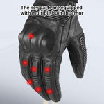 GHOST RACING GR-ST11 Retro Motorcycle Genuine Leather Touch Screen Full Finger Gloves, M, L, XL, XXL