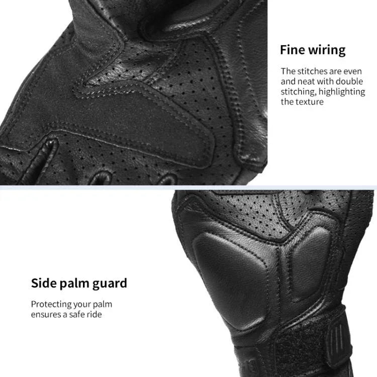 GHOST RACING GR-ST11 Retro Motorcycle Genuine Leather Touch Screen Full Finger Gloves, M, L, XL, XXL