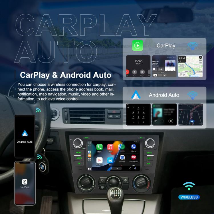 For BMW 3 Series E90 Android 15 7 inch Car CarPlay Car Navigation Reversing Image Integrated Machine, Standard, Standard+AHD+Microphone