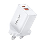 REMAX U187-AC 20W USB and Type-C GaN Fast Charger, EU Plug, UK Plug