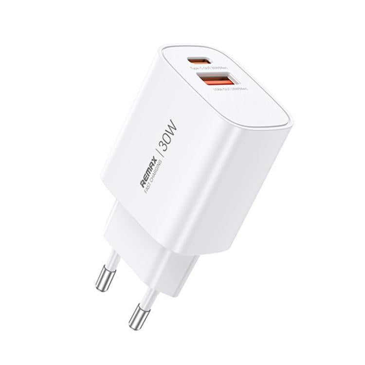 REMAX U187 30W USB and Type-C GaN Fast Charger, EU Plug, UK Plug