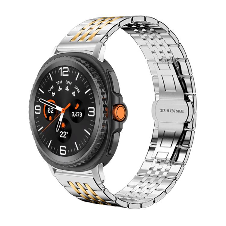 xDfind Seven-bead Solid Stainless Steel Watch Band, For Samsung Galaxy Watch Ultra / Ultra 2025, For Samsung Galaxy Watch8 / Wacth8 Classic, For Samsung Galaxy Watch 7 / 6 / 5 / FE, For Samsung Galaxy Fit3 SM-R390