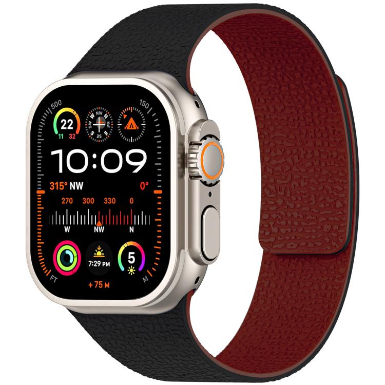 xDfind Magnetisches Silikon-Uhrenarmband mit Litschi-Textur, für Apple Watch 42 / 44 / 45 / 46 / 49 mm, für Apple Watch 38 / 40 / 41 / S10 42 mm