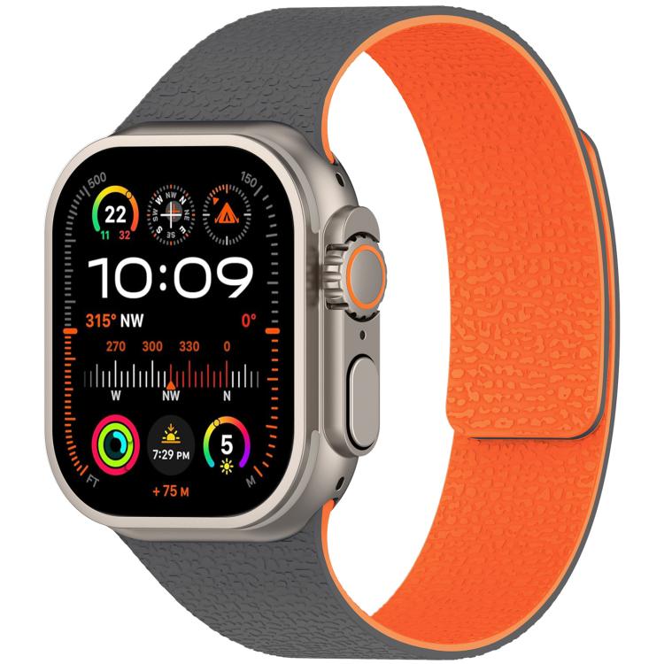 xDfind Magnetisches Silikon-Uhrenarmband mit Litschi-Textur, für Apple Watch 42 / 44 / 45 / 46 / 49 mm, für Apple Watch 38 / 40 / 41 / S10 42 mm