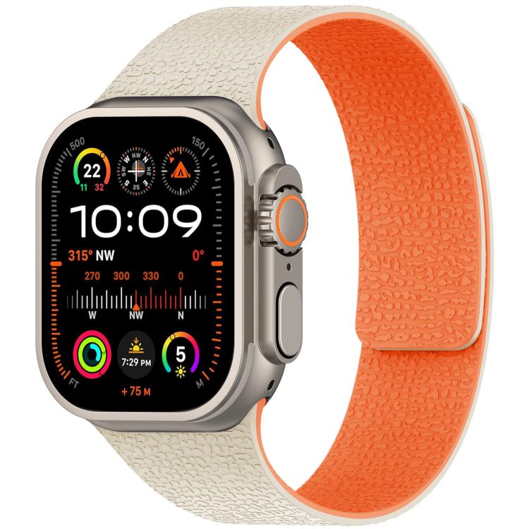 xDfind Magnetisches Silikon-Uhrenarmband mit Litschi-Textur, für Apple Watch 42 / 44 / 45 / 46 / 49 mm, für Apple Watch 38 / 40 / 41 / S10 42 mm