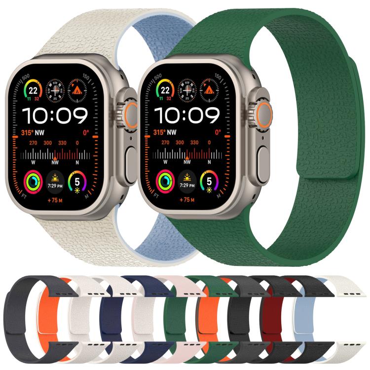 xDfind Magnetisches Silikon-Uhrenarmband mit Litschi-Textur, für Apple Watch 42 / 44 / 45 / 46 / 49 mm, für Apple Watch 38 / 40 / 41 / S10 42 mm