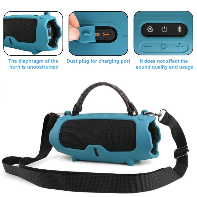 Silicone Protective Cover Portable Crossbody Speaker Soft Shell Bag, For JBL Charge 6