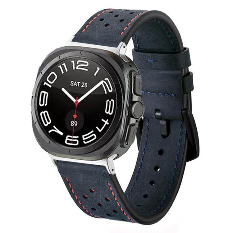 Hole Retro Leather Watch Band, For Samsung Galaxy Watch Ultra 47mm / Ultra 2025