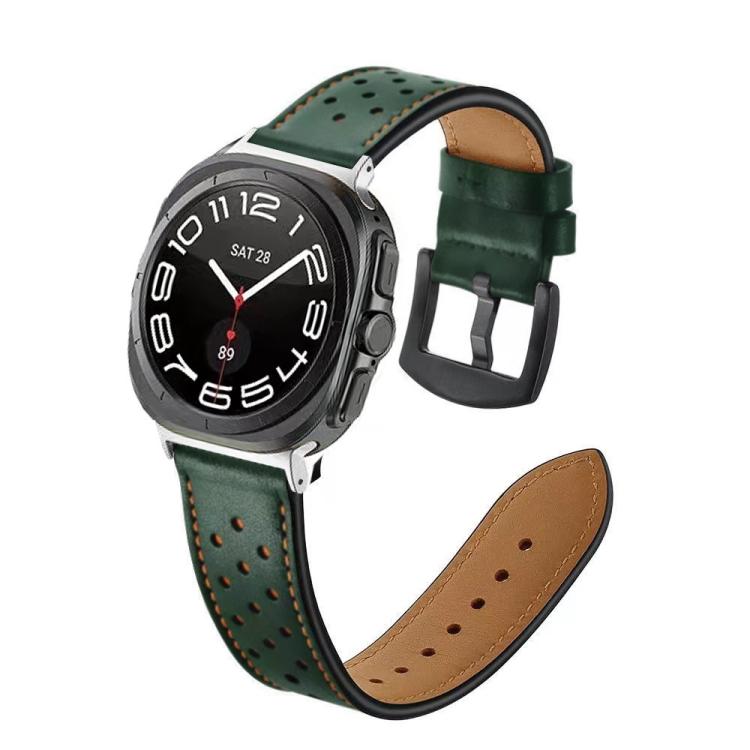 Hole Retro Leather Watch Band, For Samsung Galaxy Watch Ultra 47mm / Ultra 2025