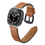 Hole Retro Leather Watch Band, For Samsung Galaxy Watch Ultra 47mm / Ultra 2025