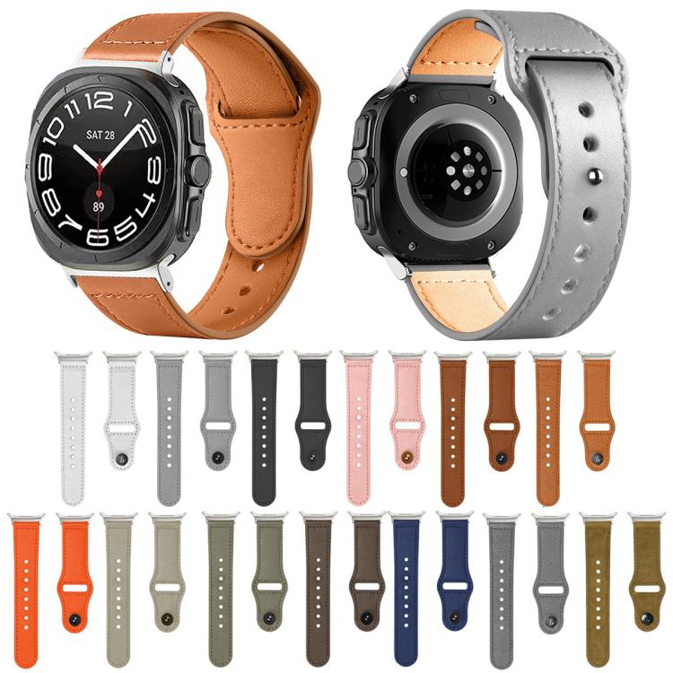 Rivet Reverse Buckle Leather Watch Band, For Samsung Galaxy Watch Ultra 47mm / Ultra 2025