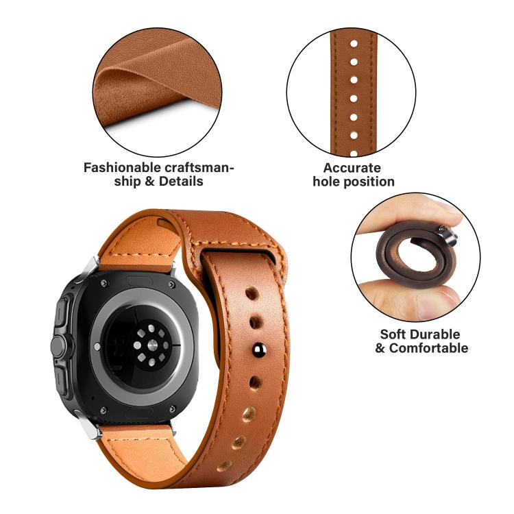 Rivet Reverse Buckle Leather Watch Band, For Samsung Galaxy Watch Ultra 47mm / Ultra 2025