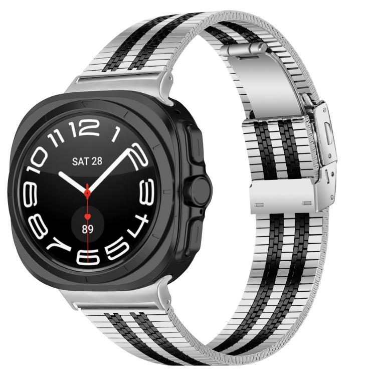 Turtle Buckle Five Beads Stainless Steel Watch Band, For Samsung Galaxy Watch Ultra 47mm / Ultra 2025