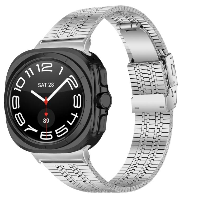 Turtle Buckle Five Beads Stainless Steel Watch Band, For Samsung Galaxy Watch Ultra 47mm / Ultra 2025