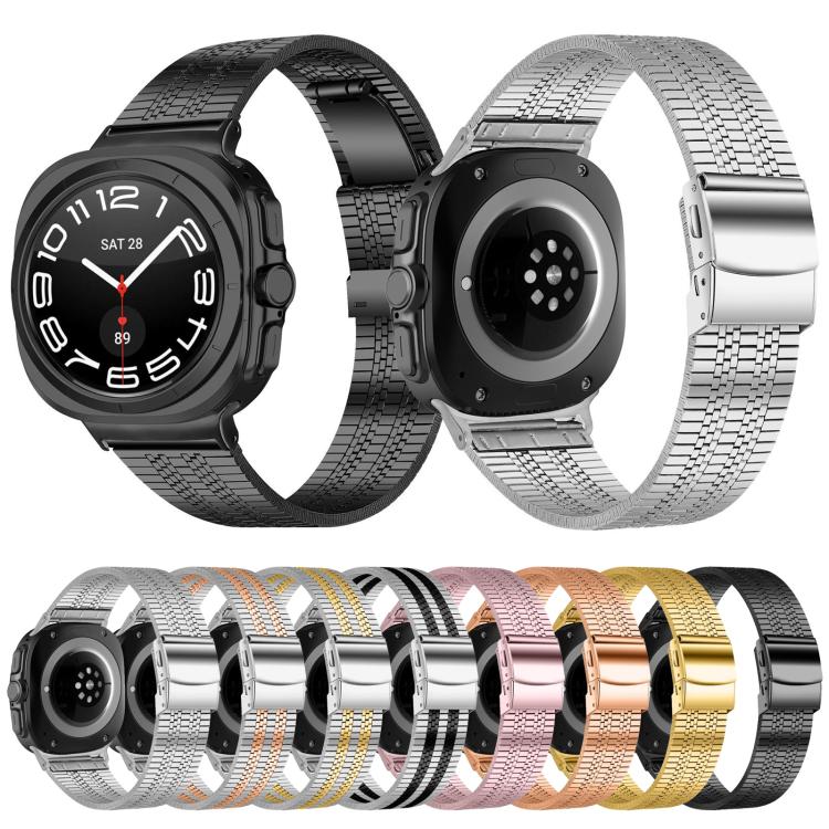 Turtle Buckle Five Beads Stainless Steel Watch Band, For Samsung Galaxy Watch Ultra 47mm / Ultra 2025
