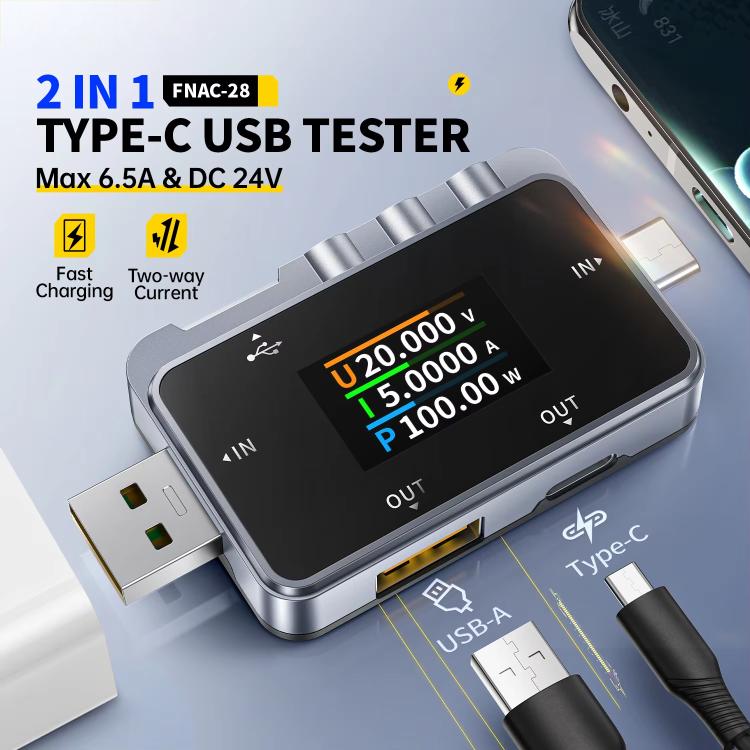 جهاز اختبار مراقبة تموج متعدد الوظائف FNIRSI FNAC-28 من النوع C وUSB، درجة احترافية، FNAC-28