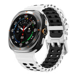 Ocean Two Color Dual-Row Hole Silver Buckle Silicone Watch Band, For Samsung Galaxy Watch Ultra / Ultra 2025