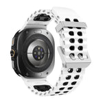 Ocean Two Color Dual-Row Hole Silver Buckle Silicone Watch Band, For Samsung Galaxy Watch Ultra / Ultra 2025