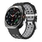 Ocean Two Color Dual-Row Hole Silver Buckle Silicone Watch Band, For Samsung Galaxy Watch Ultra / Ultra 2025