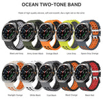 Ocean Two Color Dual-Row Hole Silver Buckle Silicone Watch Band, For Samsung Galaxy Watch Ultra / Ultra 2025