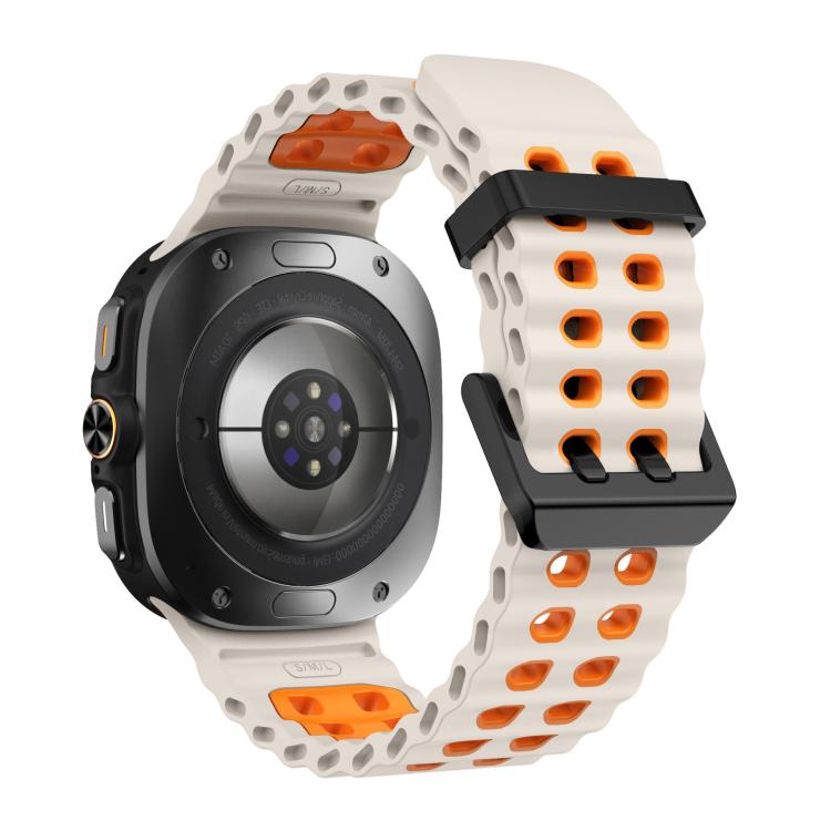 xDfind Black Buckle Ocean Two Color Dual-row Hole Silicone Watch Band, For Samsung Galaxy Watch Ultra 47mm / Ultra 2025, For Samsung Galaxy Watch8 / 8 Classic