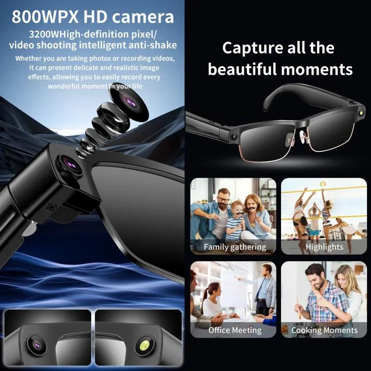 L802 نظارات ذكية بكاميرا HD بدقة 8 ميجابكسل تسجيل فيديو مع نقل واي فاي ومساعد صوتي ذكي سماعة رأس ذكية قابلة للارتداء