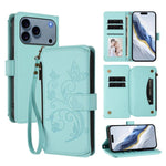 Butterfly Love Flower Multi-card Zipper Wallet Leather Phone Case, For iPhone 17e / 16e, For iPhone 17 Pro Max, For iPhone 17 Pro, For iPhone 17, For iPhone Air, For iPhone 16 Pro Max