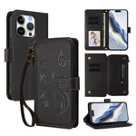 Butterfly Love Flower Multi-card Zipper Wallet Leather Phone Case, For iPhone 17e / 16e, For iPhone 17 Pro Max, For iPhone 17 Pro, For iPhone 17, For iPhone Air, For iPhone 16 Pro Max