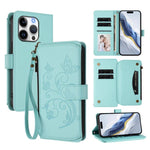 Butterfly Love Flower Multi-card Zipper Wallet Leather Phone Case, For iPhone 17e / 16e, For iPhone 17 Pro Max, For iPhone 17 Pro, For iPhone 17, For iPhone Air, For iPhone 16 Pro Max