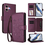Butterfly Love Flower Multi-card Zipper Wallet Leather Phone Case, For iPhone 16 Pro, For iPhone 16 Plus, For iPhone 16, For iPhone 15 Pro Max, For iPhone 15 Pro, For iPhone 15 Plus