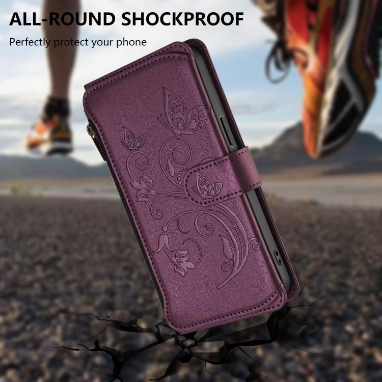 Butterfly Love Flower Multi-card Zipper Wallet Leather Phone Case, For iPhone 11 Pro Max, For iPhone 11, For iPhone 11 Pro, For iPhone X / XS, For iPhone XR, For iPhone XS Max