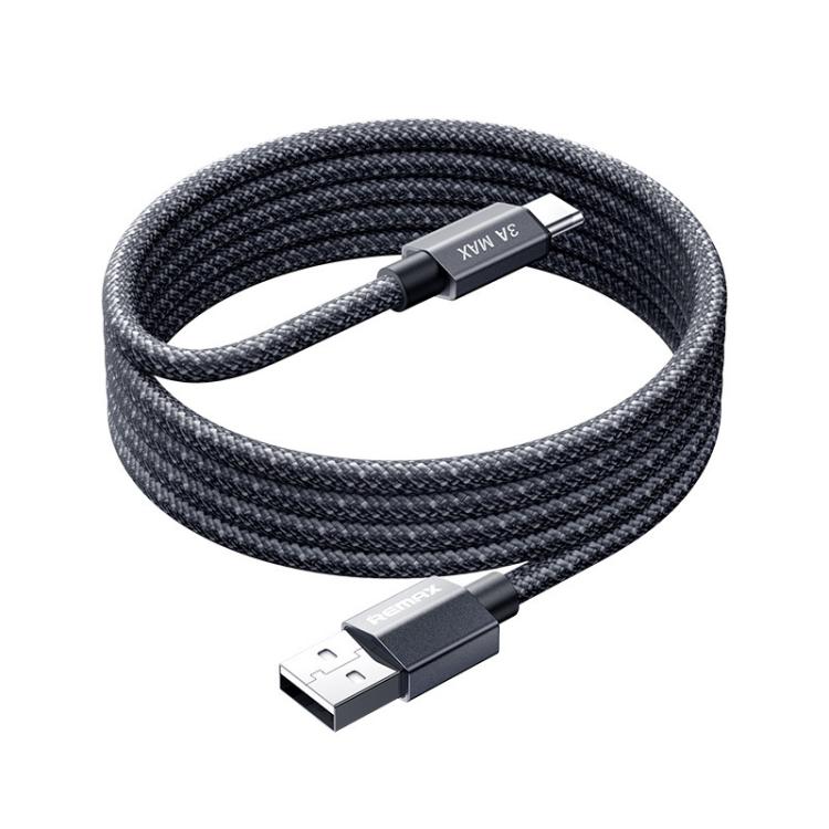 كابل بيانات شحن سريع مضفر من سبائك الألمنيوم REMAX CB01 3A من USB إلى Type-C مع ضوء LED، الطول: 1.2م، USB إلى Type-C