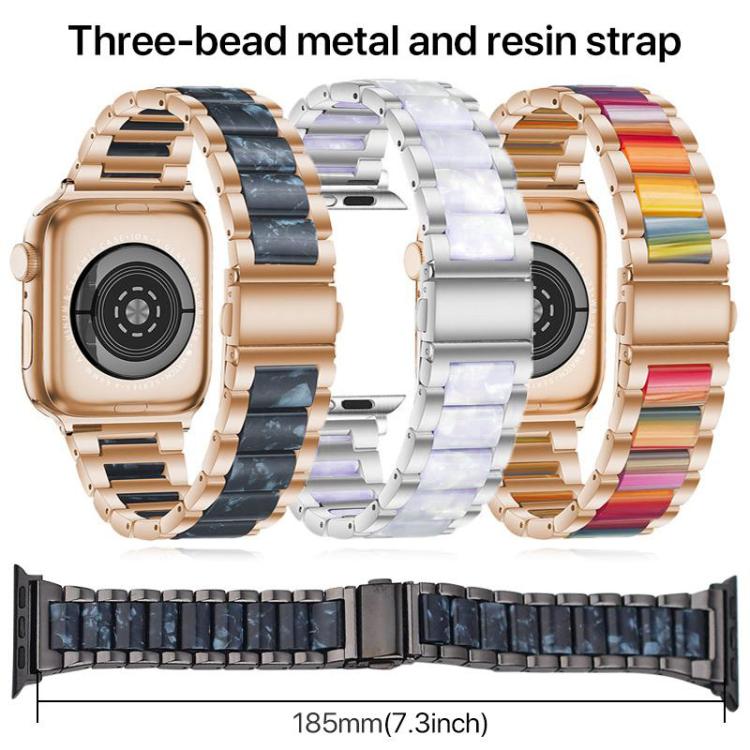 xDfind Three Beads Metal Resin Watch Band, For Apple Watch 42 / 44 / 45 / 46 / 49mm, For Apple Watch 38 / 40 / 41 / S10 42mm