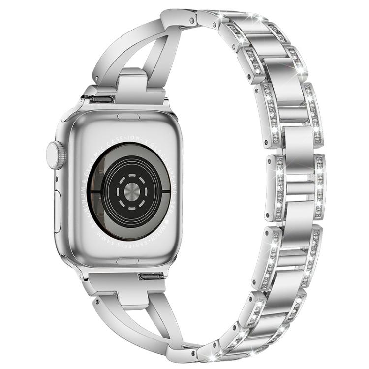 xDfind X-Shaped Single Row Diamond Metal Watch Band, For Apple Watch 42 / 44 / 45 / 46 / 49mm, For Apple Watch 38 / 40 / 41 / S10 42mm