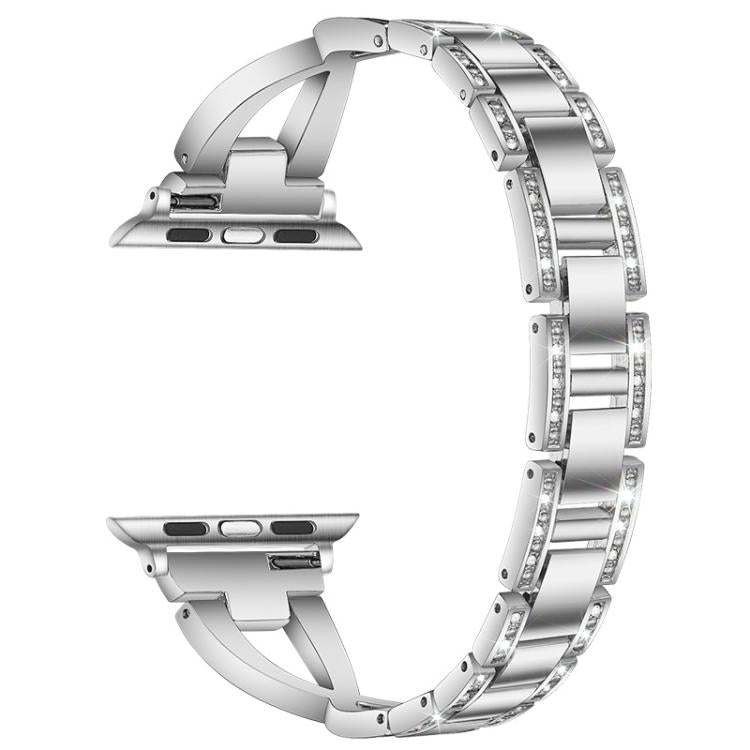 xDfind X-Shaped Single Row Diamond Metal Watch Band, For Apple Watch 42 / 44 / 45 / 46 / 49mm, For Apple Watch 38 / 40 / 41 / S10 42mm