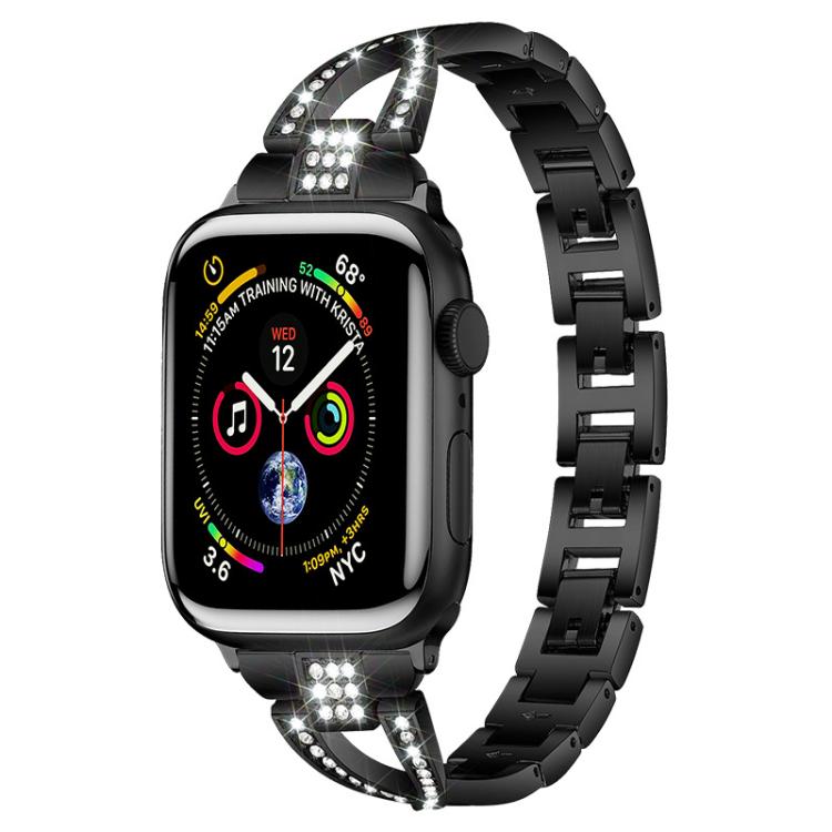 xDfind X-Shaped Single Row Diamond Metal Watch Band, For Apple Watch 42 / 44 / 45 / 46 / 49mm, For Apple Watch 38 / 40 / 41 / S10 42mm