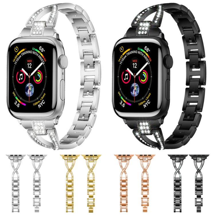 xDfind X-Shaped Single Row Diamond Metal Watch Band, For Apple Watch 42 / 44 / 45 / 46 / 49mm, For Apple Watch 38 / 40 / 41 / S10 42mm