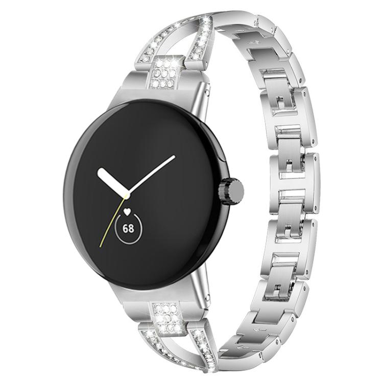 xDfind X-Shaped Single Row Diamond Metal Watch Band, For Google Pixel Watch 4 / 3 / 2 / 1 41mm