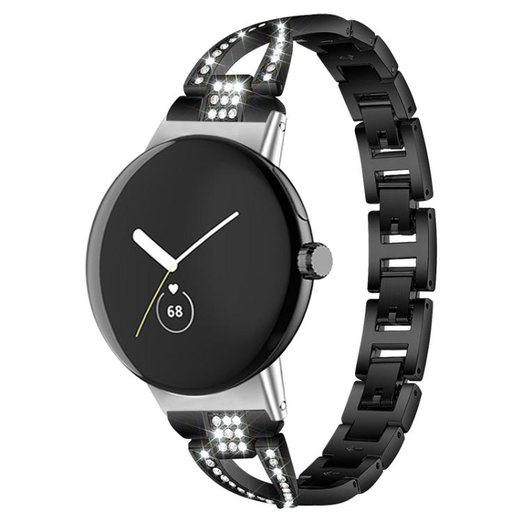 xDfind X-Shaped Single Row Diamond Metal Watch Band, For Google Pixel Watch 4 / 3 / 2 / 1 41mm