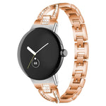 xDfind X-Shaped Single Row Diamond Metal Watch Band, For Google Pixel Watch 4 / 3 / 2 / 1 41mm