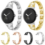 xDfind X-Shaped Single Row Diamond Metal Watch Band, For Google Pixel Watch 4 / 3 / 2 / 1 41mm