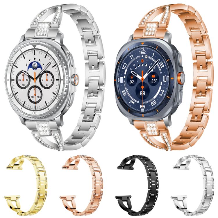 xDfind X-Shaped Single Row Diamond Metal Watch Band, For Samsung Galaxy Watch Ultra/Ultra 2025, For Samsung Galaxy Watch8 / 8 Classic, For Samsung Galaxy Watch 7 / 6 / 5 / FE