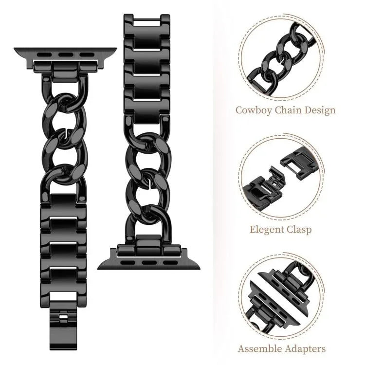 xDfind Denim Chain Metal Watch Band, For Apple Watch 42 / 44 / 45 / 46 / 49mm