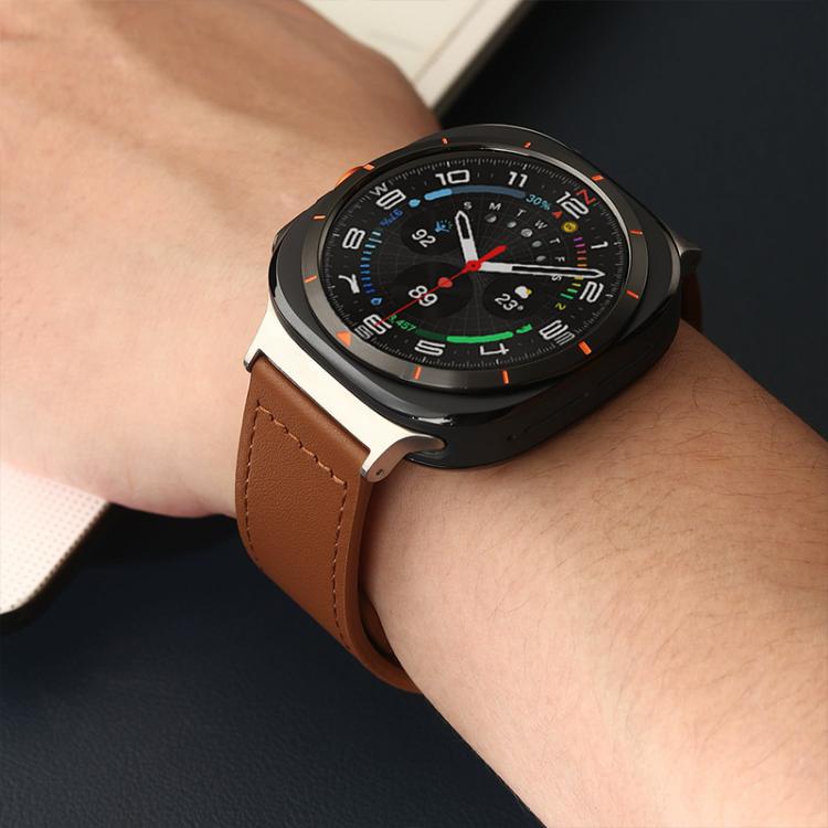 xDfind Rivet Buckle Genuine Leather Watch Band, For Samsung Galaxy Watch Ultra / Ultra 2025, For Samsung Galaxy Watch8 / 8 Classic