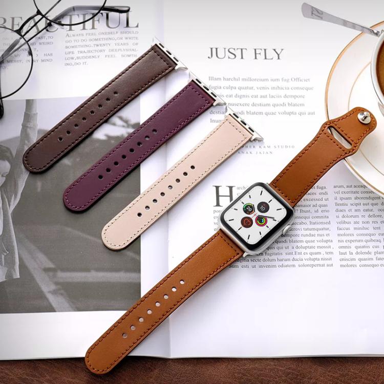 xDfind Rivet Buckle Genuine Leather Watch Band, For Apple Watch 42 / 44 / 45 / 46 / 49mm, For Apple Watch 38 / 40 / 41 / S10 42mm