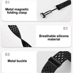 xDfind Hole Style Magnetic Black Buckle Silicone Watch Band, For Samsung Galaxy Fit3