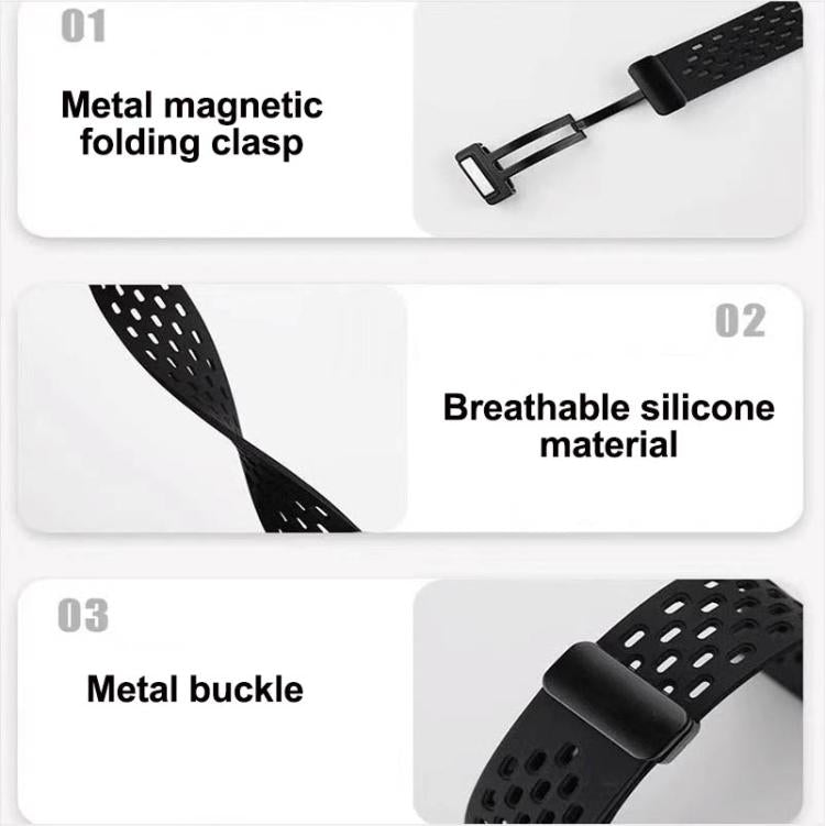 xDfind Hole Style Magnetic Black Buckle Silicone Watch Band, For Samsung Galaxy Fit3