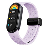 xDfind Holes Magnetic Black Buckle Silicone Watch Band, For Xiaomi Smart Band 10 / 9 / 8