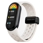 xDfind Holes Magnetic Black Buckle Silicone Watch Band, For Xiaomi Smart Band 10 / 9 / 8