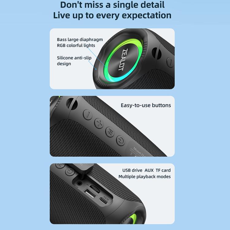 Zealot M2 8W Portable Outdoor RGB Bluetooth Speaker, without Microphone